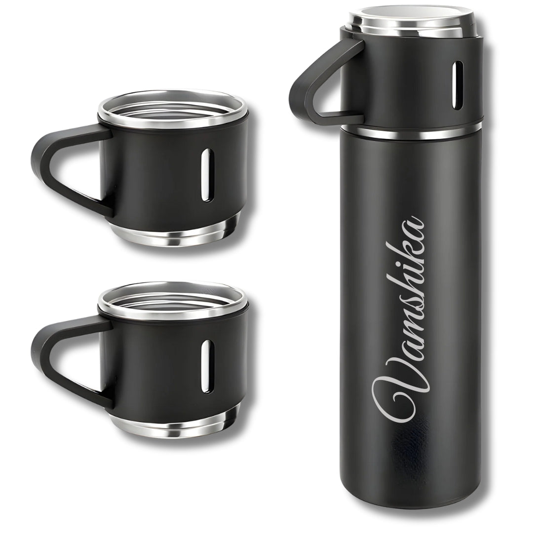 Personalized Vacuum Flask With 2 Cups (500 ml)