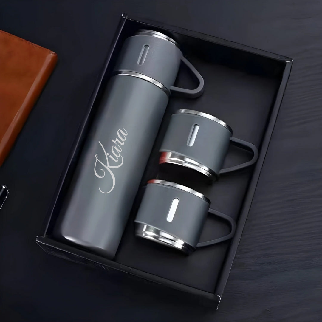 Personalized Vacuum Flask With 2 Cups (500 ml)