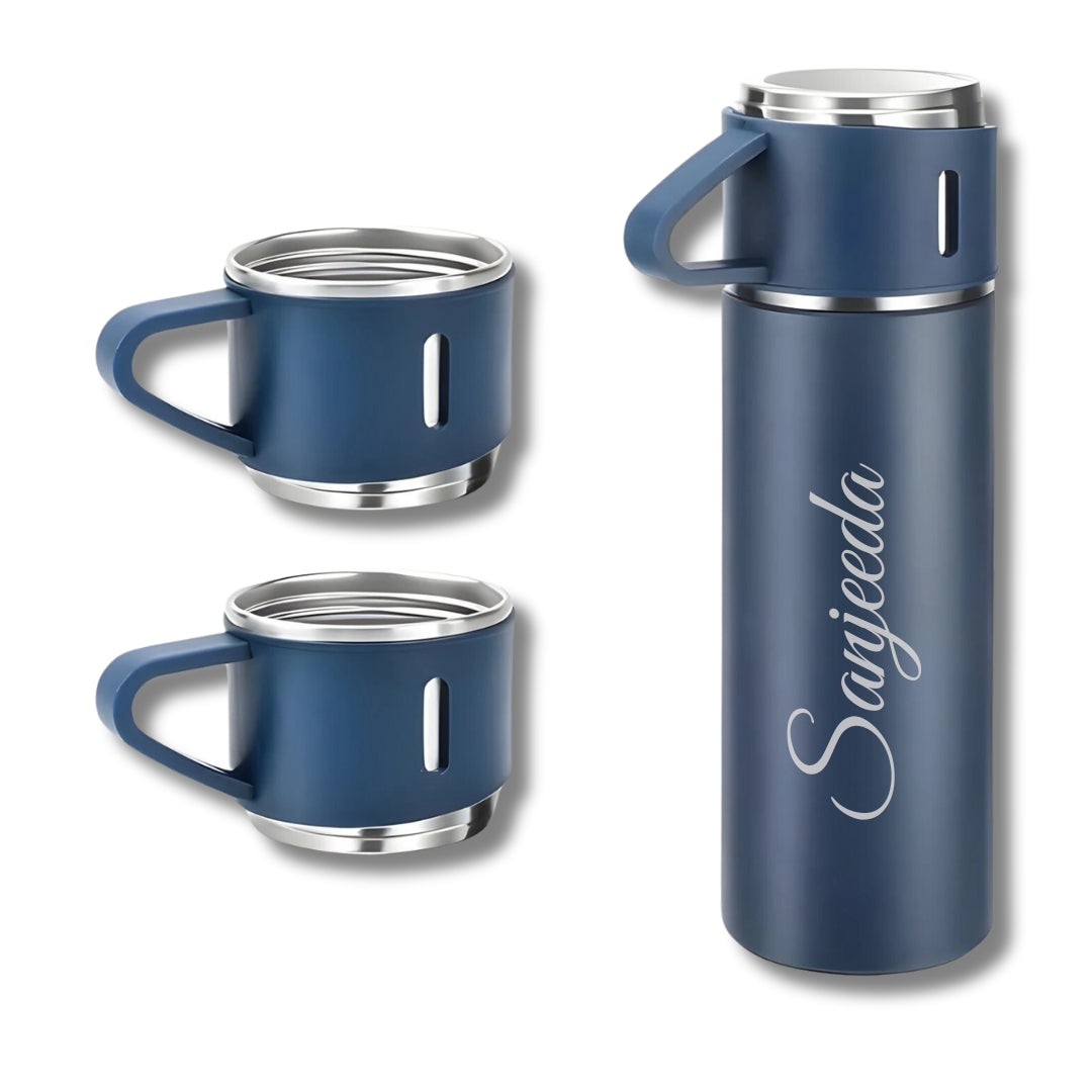 Personalized Vacuum Flask With 2 Cups (500 ml)