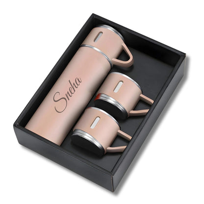 Personalized Vacuum Flask With 2 Cups (500 ml)