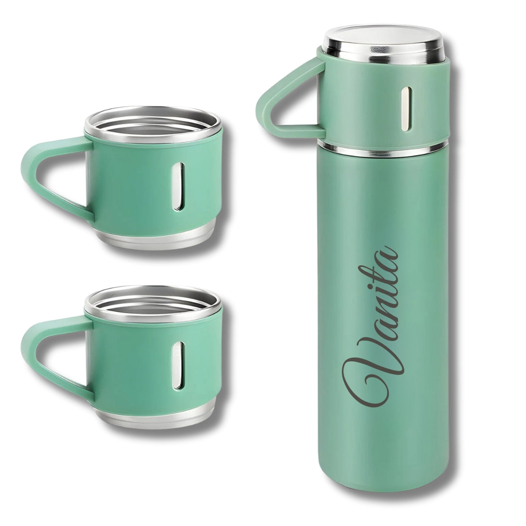 Personalized Vacuum Flask With 2 Cups (500 ml)