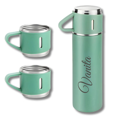 Personalized Vacuum Flask With 2 Cups (500 ml)
