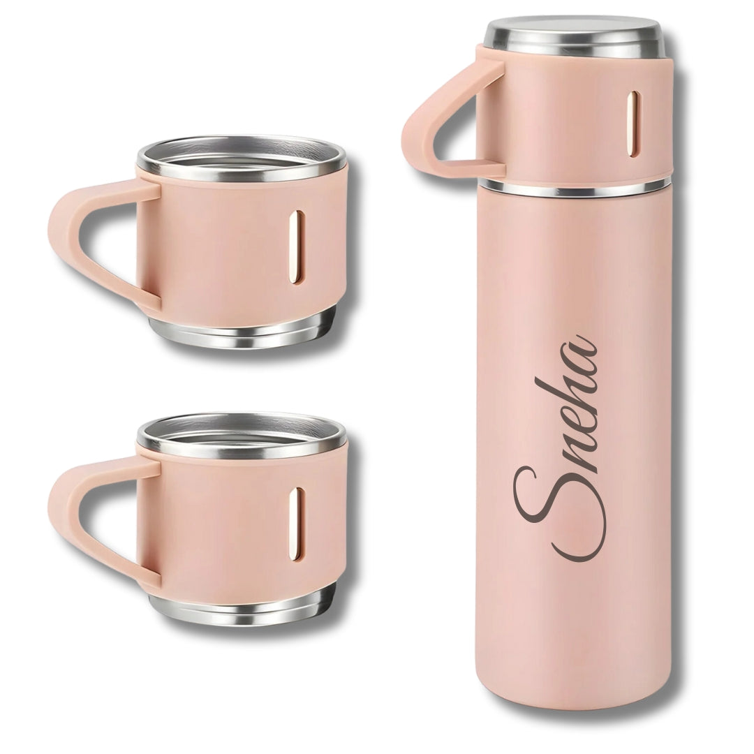 Personalized Vacuum Flask With 2 Cups (500 ml)