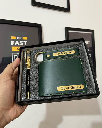 Personalized Wallet, Keychain and Pen Men's Combo 1.0 (3 Pcs)